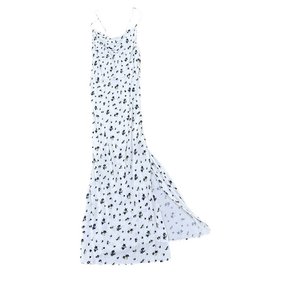 Samsoe floral Maxi Dress draped neckline Spaghetti Strap high slit size small - Picture 2 of 12